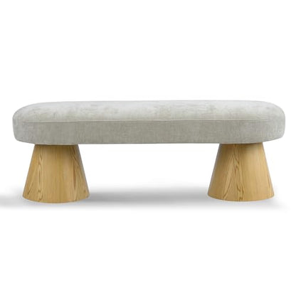 Christopher Knight Home Manila Chenille Upholstered Dining Bench, Modern Ottoman Bench, Wooden Entryway Bench, Comfort Long Spfa Footstool for Living Room Dining Room, No Assembly Needed, Oatmeal - color: Oatmeal/49"