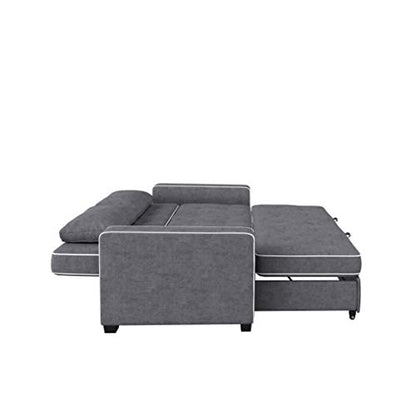 Serta Ainsley 72.6" Convertible Sleeper Sofa, Queen Size, Dreamcoil Comfort, Soft Woven Fabric, Charcoal - color: Charcoal, size: Queen Sofa