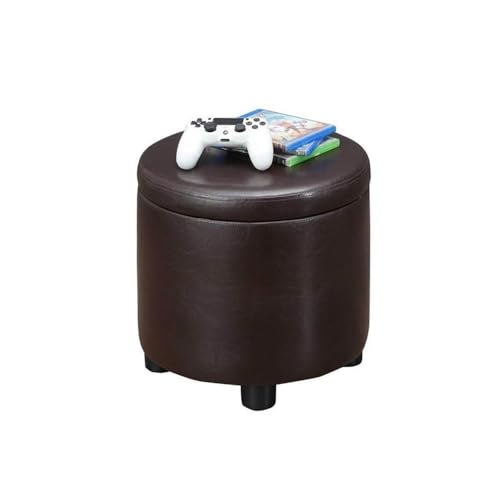 Designs4Comfort Round Accent Storage Ottoman with Reversible Tray Lid - color: Espresso
