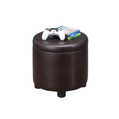 Designs4Comfort Round Accent Storage Ottoman with Reversible Tray Lid - color: Espresso