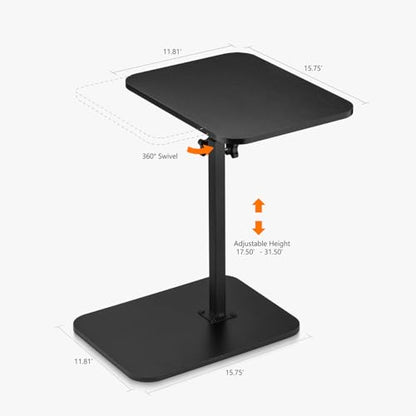 ZEAPTAC Portable TV Tray Table, End Table Adjustable Height 360° Swivel, Side Table for Couch, Sofa, Bed, Chair, Living Room - Black - color: Black