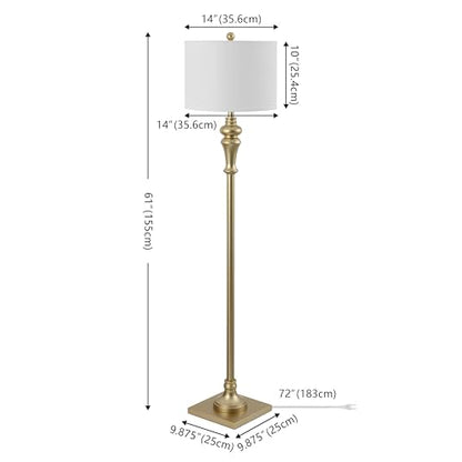 SAFAVIEH Lighting - Norla 61-Inch Standing Floor Lamp - Gold - Fabric Drum Shade - Traditional Slim-Pole Design - Ideal for Living Room, Bedroom, Home Office - LED Bulb Included (FLL4082C) - color: Gold