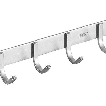 304 Stainless Steel Brushed Nickel Coat Hook Hanger Wall Mounted 17-Inch Towel Hook Rack with 7 Hooks, Easy Installation Rail for Bedroom, Bathroom, Foyer, Hallway, Office, Rust and Water Proof - size: 7S hooks