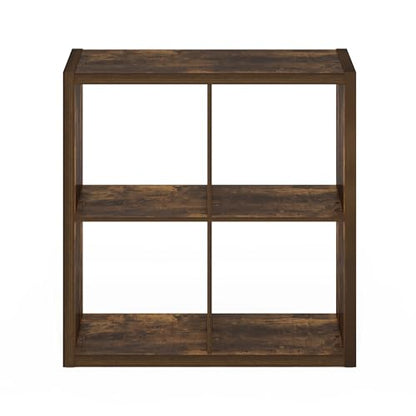 Furinno Cubicle 4-Cube Book Shelf, Extra Thick Frame Bookshelf, Amber Pine | 14.6" x 30" x 30", Reversible Bookcase with Open Back, for Living Room, Bedroom, Home Office - color: Amber Pine, size: 4-Cube