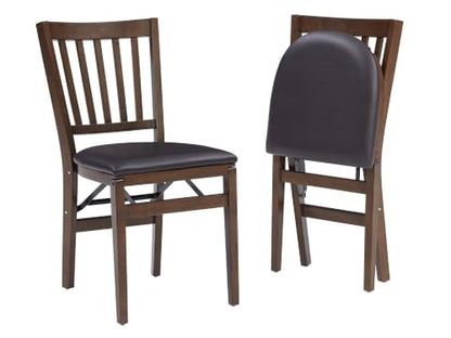 Stakmore School House Folding Chair, Walnut (Set of 2) - color: Brown
