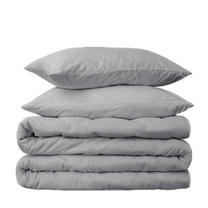 Peru Pima 285 Thread Count Percal Full/Queen Duvet Cover Set - 100% Peruvian Pima Cotton, 3 Piece (1 Cover, 2 Pillowcases) - Cooling, Crisp, Deep Pocket, Hotel Quality Bedding - Slate - color: Slate, size: Full/Queen