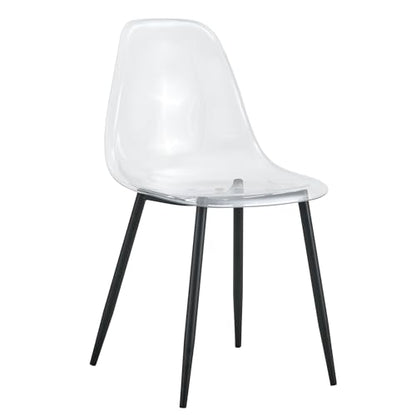 Baysitone Clear Dining Chairs Set of 10, Modern Kitchen Chairs with Transparent Seat, Acrylic Accent Side Chairs with Plating Metal Legs for Dining Room, Kitchen, Living Room with Black - color: Black, size: Set of 10