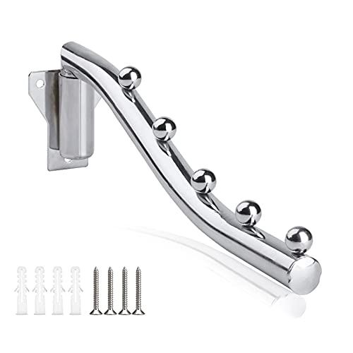 Folding Wall Mounted Cloth Drying Rack, Garment Hook with Swing Arm | Wall Mount Space Saver Clothes Hanging System Closet Storage Organizer Coat Hanger for Bathroom Bedroom Laundry Room - color: 5 Hanger 28CM