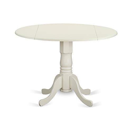 East West Furniture DLBO3-WHI-W 3 Piece Dining Room Table Set Contains a Round Kitchen Table with Dropleaf and 2 Dining Chairs, 42x42 Inch, Linen White - color: Dlbo3-whi-w, size: Table + 2 Chairs