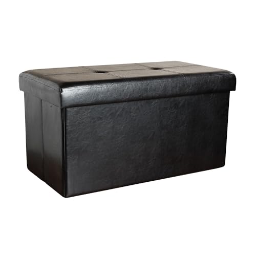 Simplify 30" Polyurethene Leather & Non-Woven Folding Ottoman, Black - color: Black, size: 16"D x 34"W x 16"H