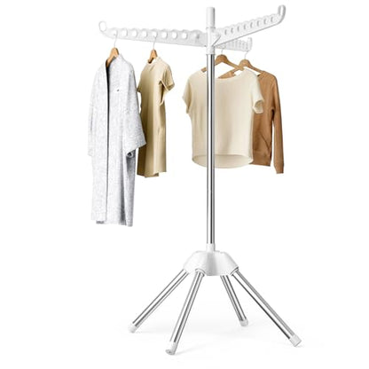 Foldable Clothes Drying Rack, Rotatable Free Standing drying rack , 1 Layer | 360°rotatable foldable clothes drying rack, space-saving 1tier drying rack clothing for indoor balcony use to air-dry clothes - size: 1 tier