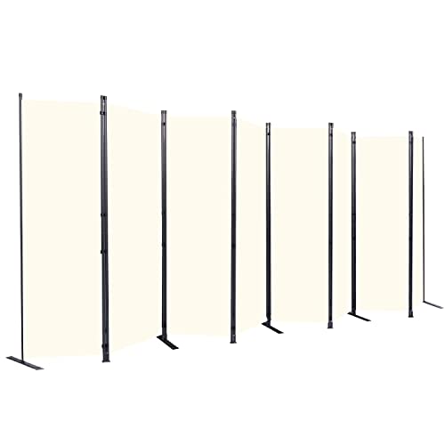 Room Divider 8 Panel-176''Wide,6FT Room Dividers and Folding Privacy Screen | Wider Metal Base & Non-wobbly, Fabric Divider Panel for Room Partition,Portable Large Wall Divider Screen for Hospital,School - color: Beige, size: 8 Panel-176''W