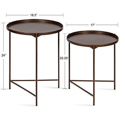 Kate and Laurel Ulani Modern Nesting Side Table; Set of 2; Bronze; Sophisticated Glam End Tables for Storage and Display - color: Bronze