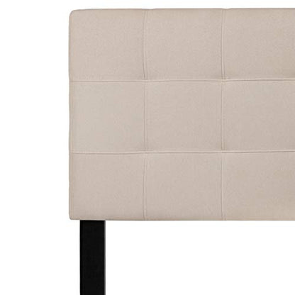 EMMA + OLIVER Beige Queen Quilted Tufted Headboard | Adjustable Bed Rail Slots, Fabric Upholstered - color: Beige, size: Queen