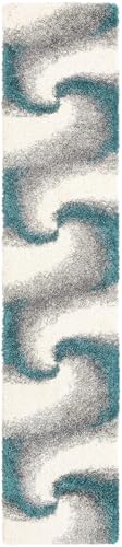 Rugs.com - Soft Touch Shag Rug – 13 Ft Runner Turquoise Shag Runner Rug – Plush Abstract Design for Hallways and Entryways - color: Turquoise, size: 2'7" x 13' (Runner)