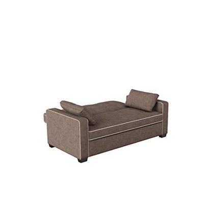 Serta Ainsley 66.5" Convertible Sleeper Loveseat, Full Size, Dreamcoil Comfort, Soft Woven Fabric, Java - color: Java, size: Full Loveseat
