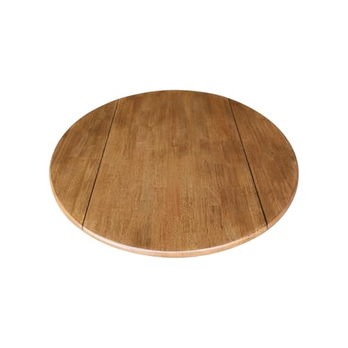 IC International Concepts 42" Round Dual Drop Leaf Pedestal Dining Table - color: Hickory/Shell