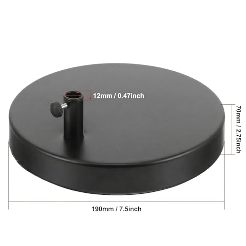 TEHAUX Weighted Desk Lamp Base Only, 7.5" Solid Iron Replacement Table Lamp Mounting Stand for Swing Arm Light, Magnifying Glass & Mic Mount, 12mm Hole (Black)