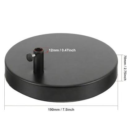 TEHAUX Weighted Desk Lamp Base Only, 7.5" Solid Iron Replacement Table Lamp Mounting Stand for Swing Arm Light, Magnifying Glass & Mic Mount, 12mm Hole (Black)