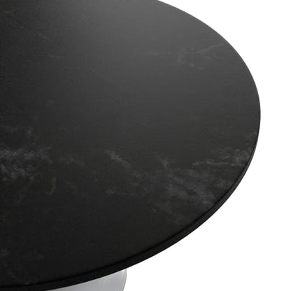 LeisureMod Verve Mid-Century Modern Dining Table with a 48" Round MDF Tabletop and White Steel Pedestal Base for Kitchen and Dining Room (Black) - color: Black Wood, size: 48 inch Wide
