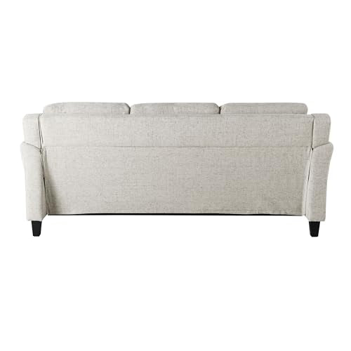 Studio Living Harrington 80.3" Sofa, Transitional Modern, Pocket Coil Comfort, Easy Assembly, Woven Fabric, Beige - color: Beige, size: Sofa
