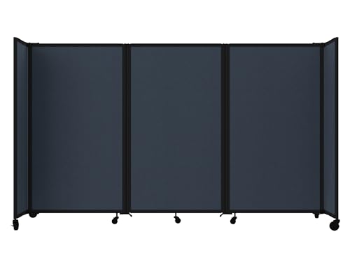 Versare Room Divider 360 Portable Wall Partition | Folding Panels | Large Freestanding Divider | Locking Wheels | Temporary Room Separator - color: Ocean, size: 8'6'' Wide x 4' Tall