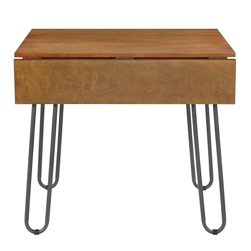 36" Mid‑Century Modern Dropleaf Wood & Metal Dining Table