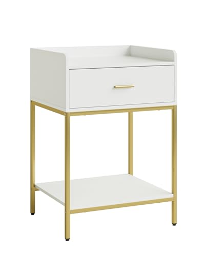 Masupu Nightstand, 3-Tier Modern Bedside Night Stand with Storage Drawer and Shelf, Large End Side Table for Bedroom, Living Room, White - color: Extra Large White