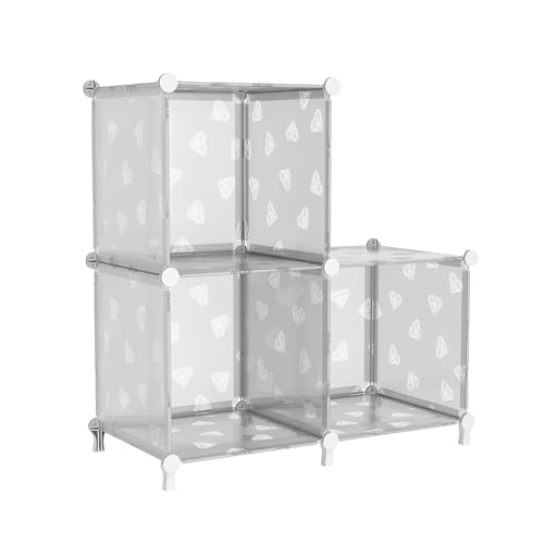 UNKU 3 Cube Storage Organizer, Closet Organizer Storage Shelf,Translucent | DIY Stackable Bookcase, Clothes Organizer Shelf for Closet, Bedroom, Living Room, Cabinet, Home, Office - color: Clear, size: 3cube