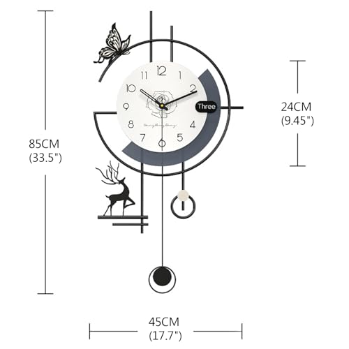 Modern Wall Clock, Large Wall Clocks for Living Room Decor, 3D Silent Clock Wall Decor, Battery Operated, Non Ticking Wall Clock for Bedroom Office Kitchen Decoration (Black White, 17.7X33.5 Inch) - size: 17.7X33.5 Inch