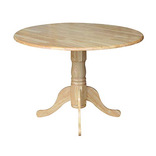 IC International Concepts 42" Solid Wood Drop Leaf Pedestal Dining Table - color: Natural