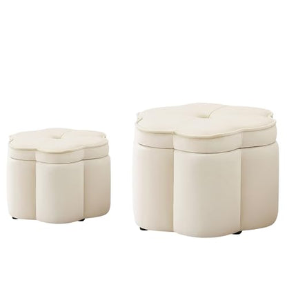 24" Small Modern Nesting Tables with Large Weight Capacity, Modern Nesting Side Tables with Space-Saving Design, Small Coffee Table with Side Storage Shelf for Living Room, Cream - color: Cream