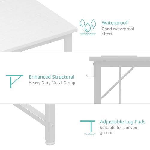 Lufeiya White Computer Desk with Power Outlet, 55 inch Teen Study Table Home Office Work Writing Gaming Desks with Charging Station Outlets Built in, White - color: White, size: 55.1"