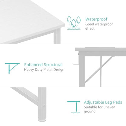 Lufeiya White Computer Desk with Power Outlet, 55 inch Teen Study Table Home Office Work Writing Gaming Desks with Charging Station Outlets Built in, White - color: White, size: 55.1"