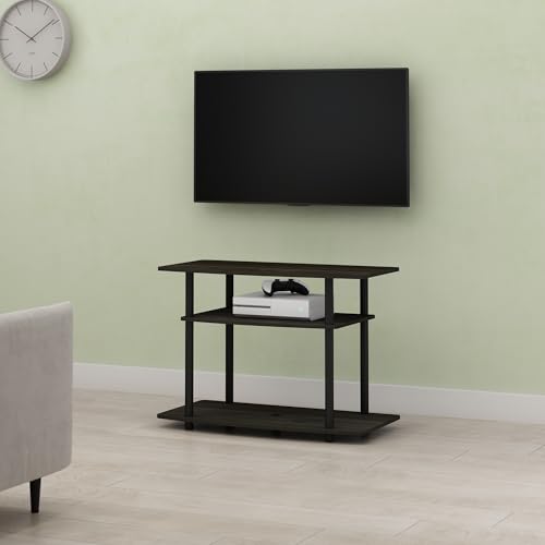 Arau TV Stand for up to 32 inch TV, Entertainment Center with Open Shelves, Easy Assembly, for Living Room, Charcoal/Black - color: Charcoal/Black