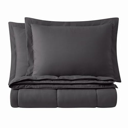 TRULY SOFT Everyday Reversible Dark Grey Twin XL 2 Piece Comforter Set - color: Dark Grey, size: Twin XL