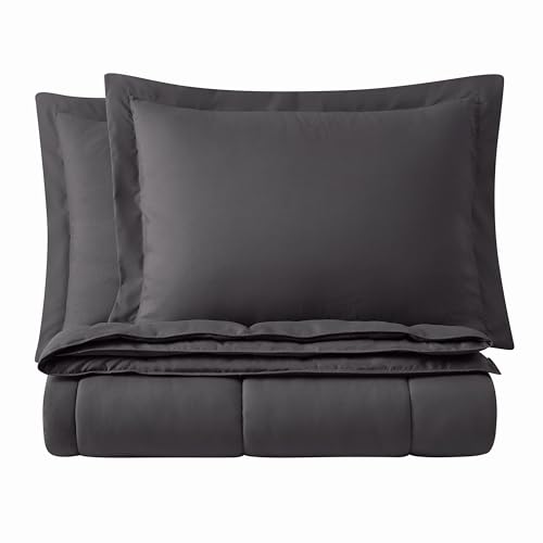 TRULY SOFT Everyday Reversible Dark Grey Full/Queen 3 Piece Comforter Set - color: Dark Grey, size: Queen
