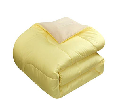 Idea Nuova Casa 7-Piece Solid Reversible Comforter Set with Bonus Sheets, Yellow, Queen, 86"x86" - color: Yellow, size: Queen