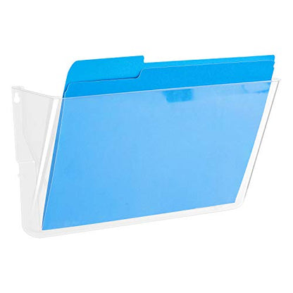 Amazon Basics Expandable Plastic Wall File Organizer, Hanging File Holder, Letter Size, 1-Pocket, Clear, Space Saving for Office Home