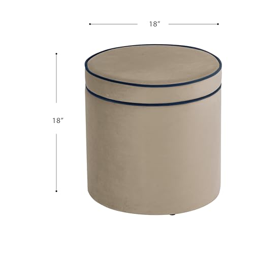Spatial Order 18" Velvet Storage Ottoman with Lift-Off Lid - Tan Velvet - color: Tan Velvet