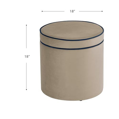Spatial Order 18" Velvet Storage Ottoman with Lift-Off Lid - Tan Velvet - color: Tan Velvet