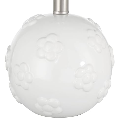 Arianna 16" Small Table Lamp White Flower Ceramic Accent Modern | Cottage Living Room Bedroom Bedside Nightstand House Office Home Family