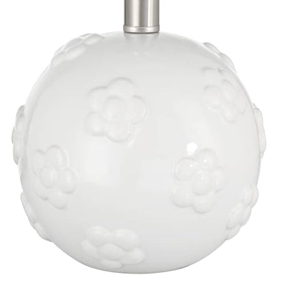 Arianna 16" Small Table Lamp White Flower Ceramic Accent Modern | Cottage Living Room Bedroom Bedside Nightstand House Office Home Family