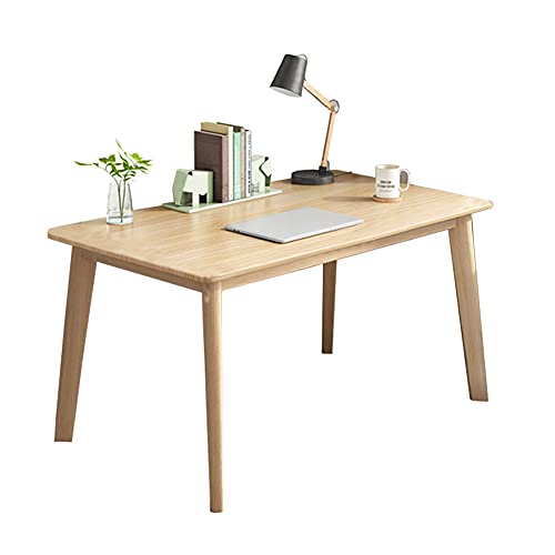 IOTXY Simple Wooden Writing Desk - Modern Minimalist Style PC Laptop Computer Workbench with Solid Wood Legs, 39" W Home Office Work Table for TV Stand Music Video Live Broadcast Workstation, Oak | Nordic Minimalist Style, MDF Tabletop, Solid Wood Legs, H