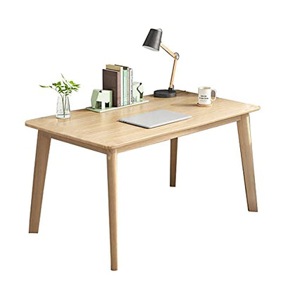 IOTXY Simple Wooden Writing Desk - Modern Minimalist Style PC Laptop Computer Workbench with Solid Wood Legs, 39" W Home Office Work Table for TV Stand Music Video Live Broadcast Workstation, Oak | Nordic Minimalist Style, MDF Tabletop, Solid Wood Legs, H