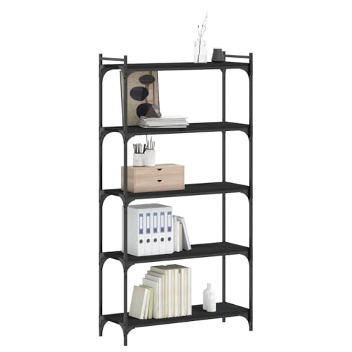 5-Tier Bookshelf Industrial Bookcase with Metal Frame, 31.5 inch Open Storage Shelving Unit for Home Office Living Room, Black - color: Black 12
