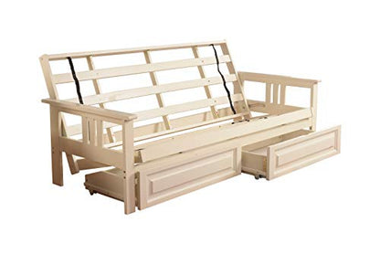 Kodiak Futons Monterey Futon Frame with Drawers, Included, Antique White - color: Frame Only, size: Drawers Included, style: Antique White Finish
