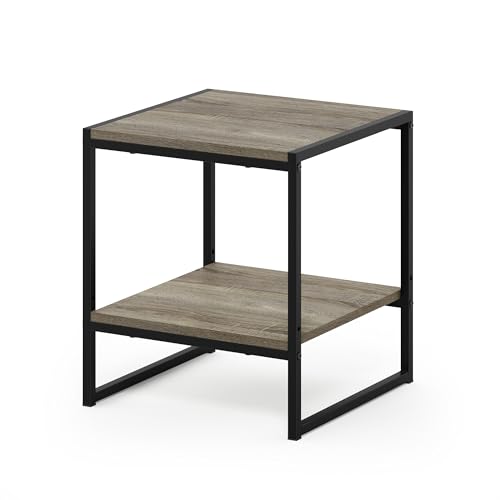Furinno FM19122GYW Camnus Modern Living 2-Tier End Table, French Oak Grey, 15.9 in x 15.75 in x 18 in - color: French Oak Grey, size: 2-Tier, 15.9" Square