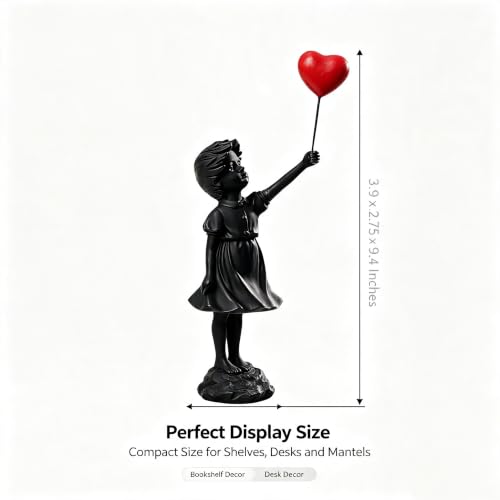 Banksy Street Graffiti Art Statue, Love Balloon Girl Resin Statue Ornament, Modern Home Decor Figurine for Living Room, Dining Desk, Bookshelf & Room Decoration(Black) - color: 1-love Balloon Girl-black
