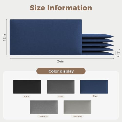 Coastal Blue Freestanding Linen Headboard 24x12 Inch 6-Panel Kit - Lightweight Portable Design for Queen Beds, Quick Setup Solution - color: Linen -Blue